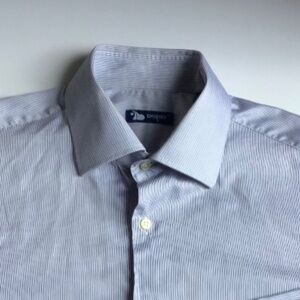 Brajda light gray  pinstripes soft cotton shirt Sz 16 ~ 40 made  in Italy 🇮🇹